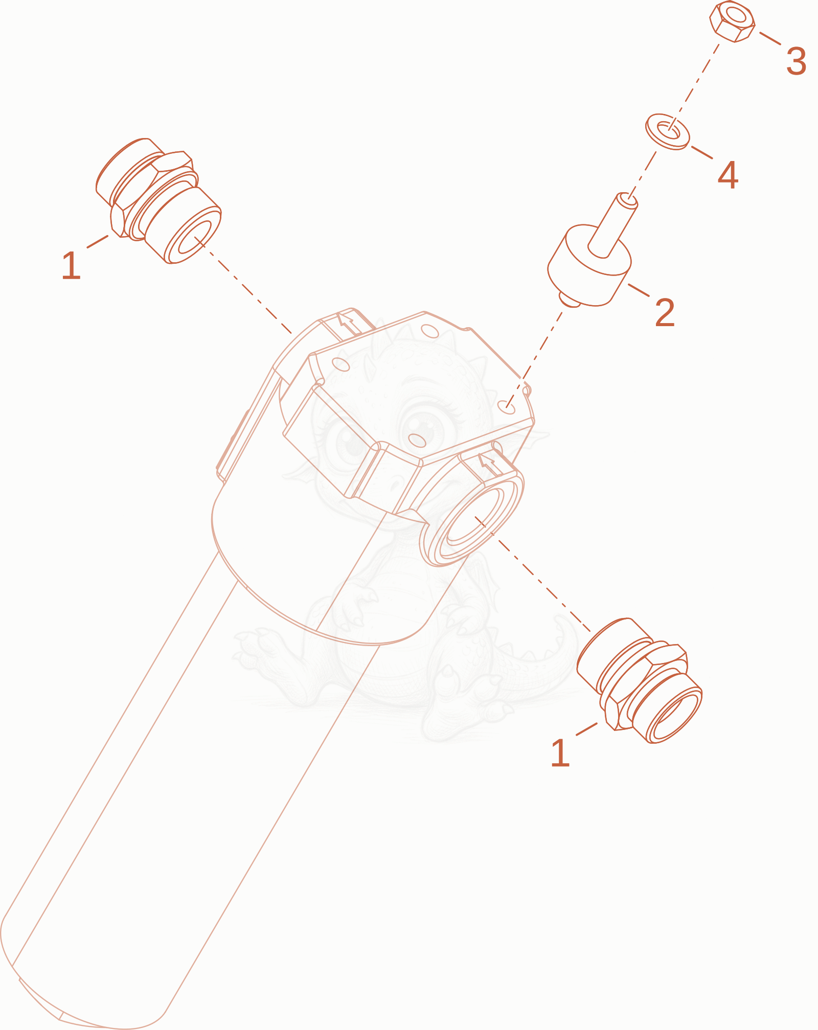 Exploded parts diagram of the screw joint pressure filter of a Wacker Neuson WL34, with numbered balloons