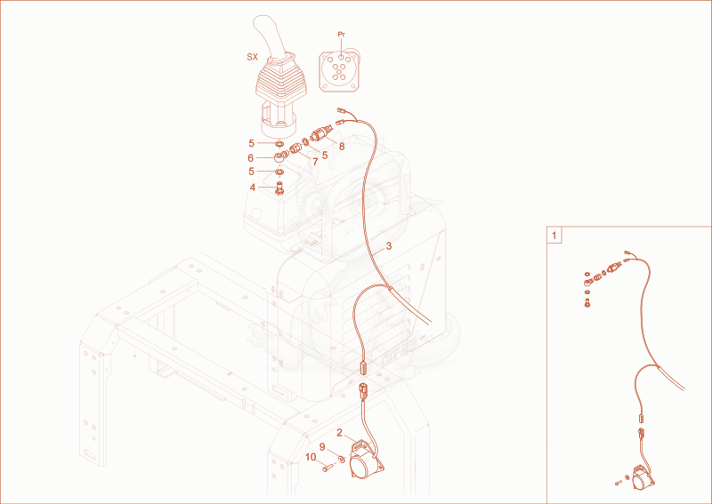 Exploded parts diagram of the REVERSING ALARM of a Wacker Neuson DT23, with numbered balloons