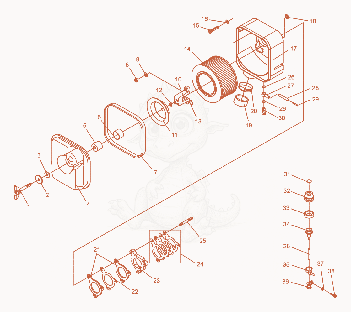 Exploded parts diagram of the Air Filter of a Wacker Neuson DPU5045H, with numbered balloons