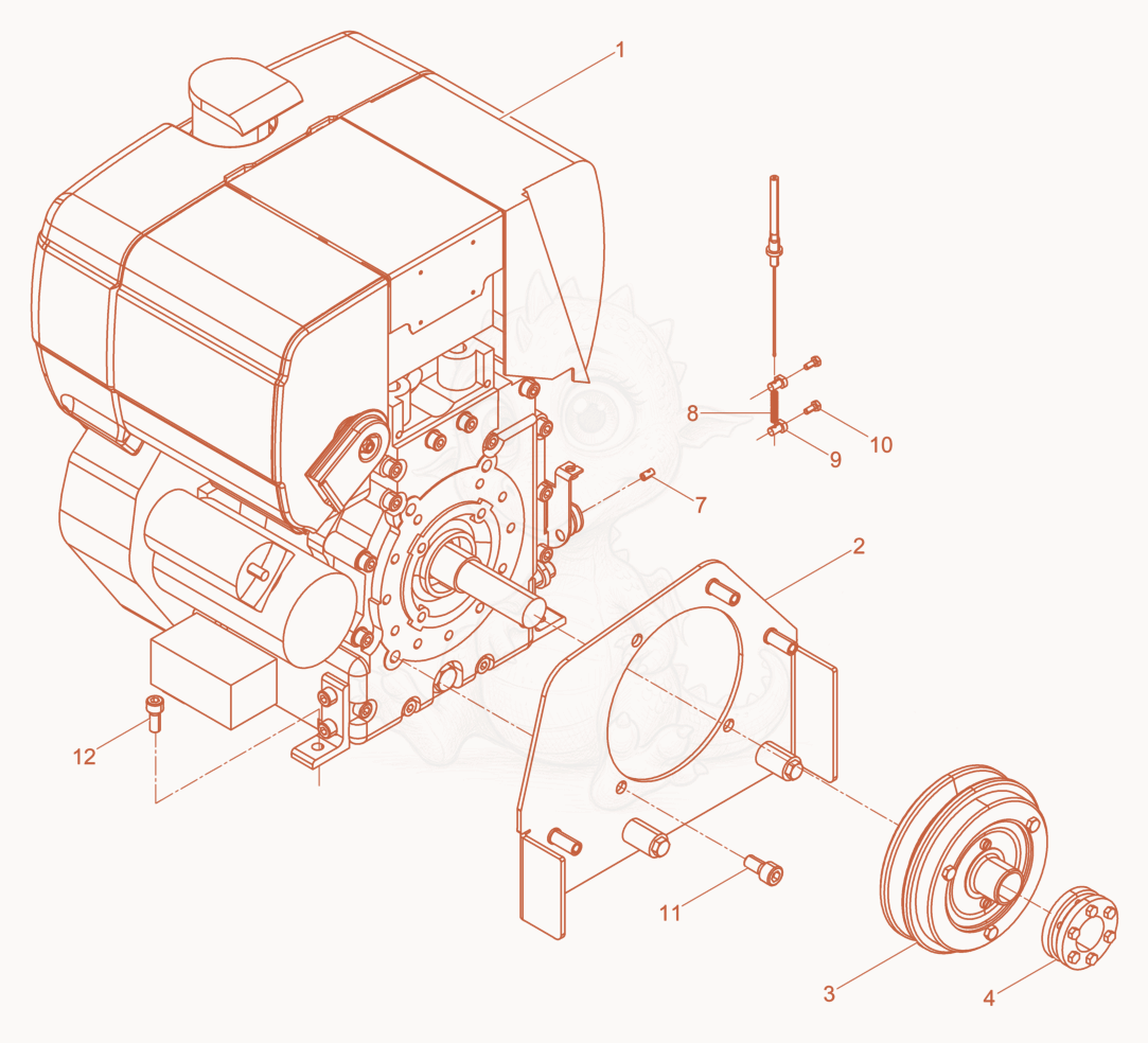 Exploded parts diagram of the Engine complete of a Wacker Neuson DPU3760HETS, with numbered balloons