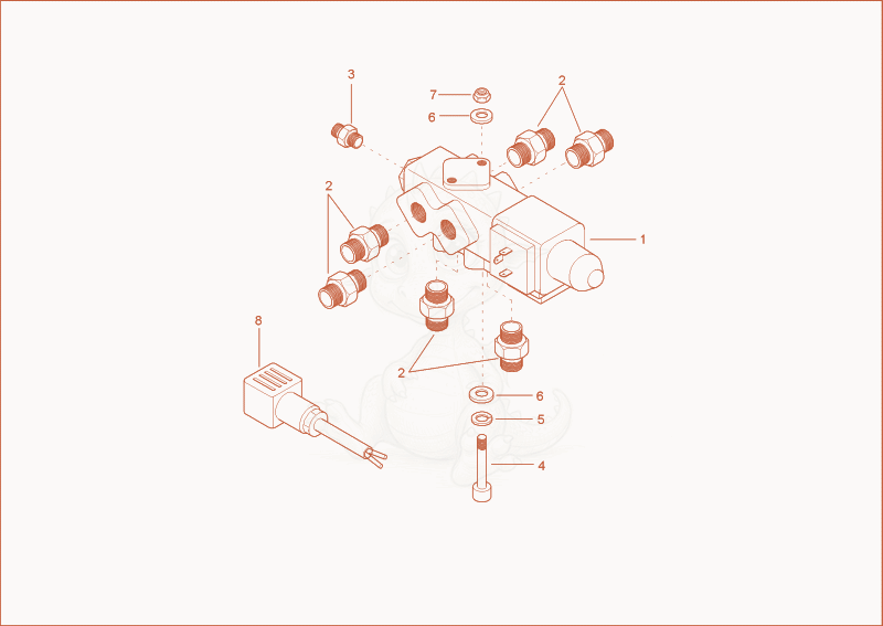 Exploded parts diagram of the change over valve of a Wacker Neuson 6002RD, with numbered balloons