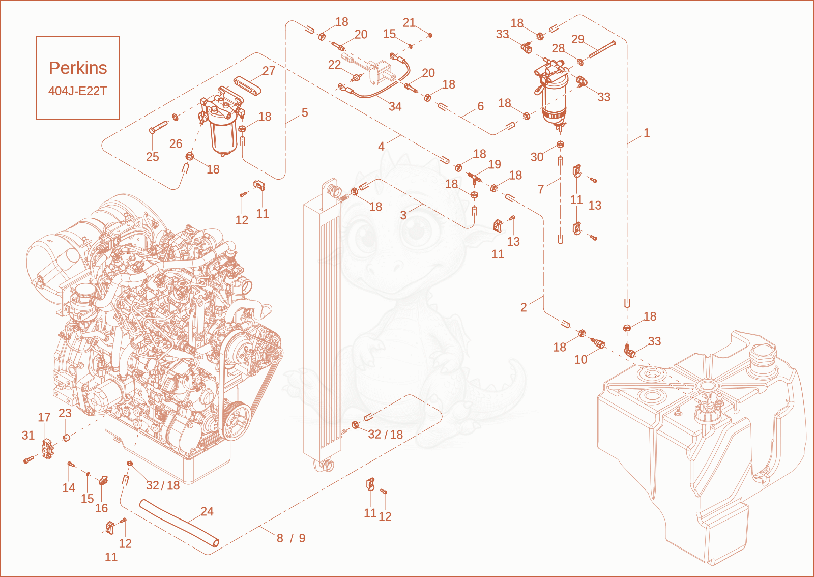 Exploded parts diagram of the FUEL SUPPLY (Option) of a Wacker Neuson EW65, with numbered balloons