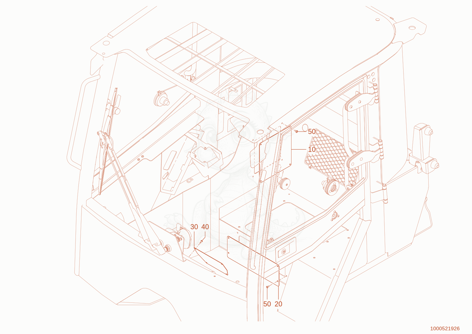 Exploded parts diagram of the cover of a Wacker Neuson WL950(A05-01), with numbered balloons
