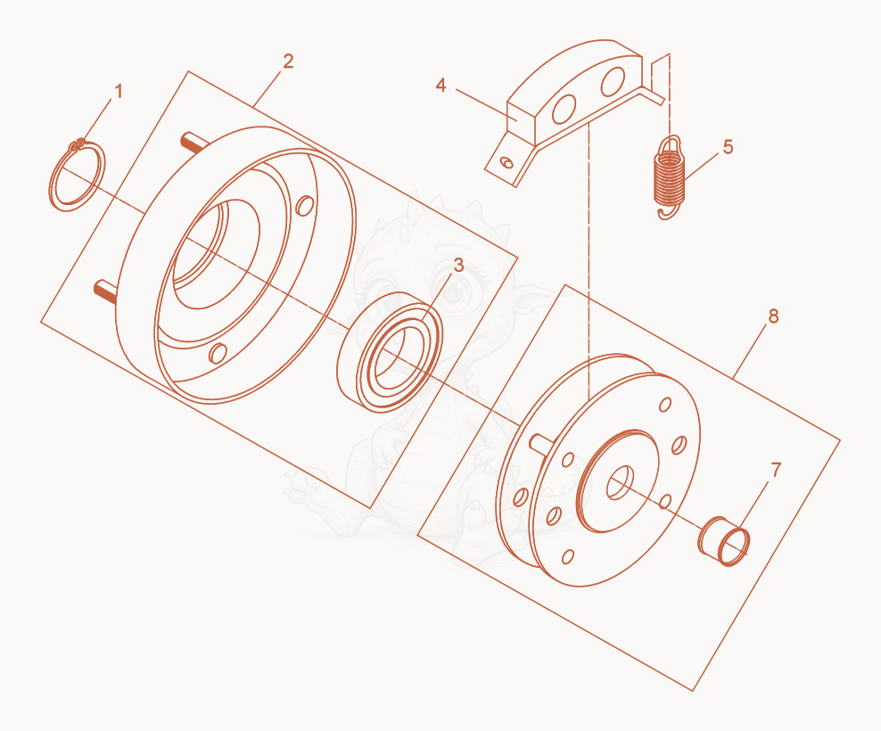Exploded parts diagram of the Centrifugal Clutch cpl. of a Wacker Neuson DPS1850Y, with numbered balloons