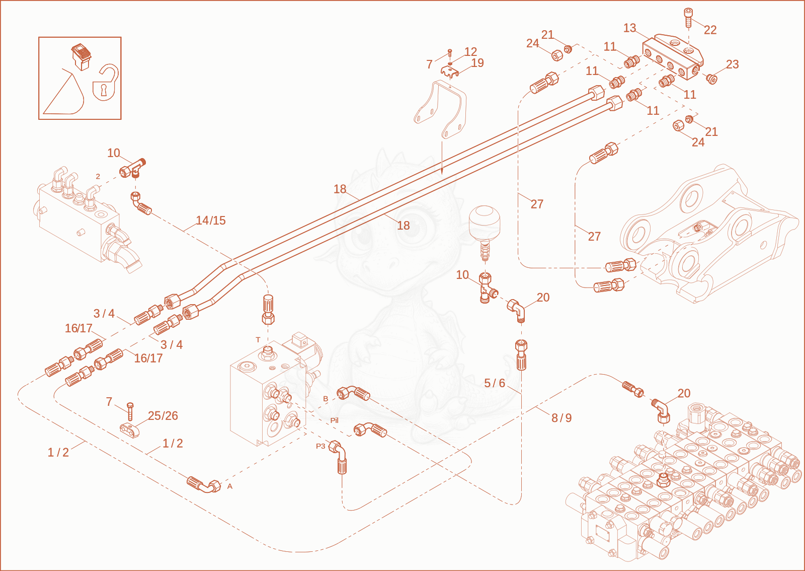 Exploded parts diagram of the EASY LOCK INSTALLATION (OPTION) of a Wacker Neuson EZ36, with numbered balloons