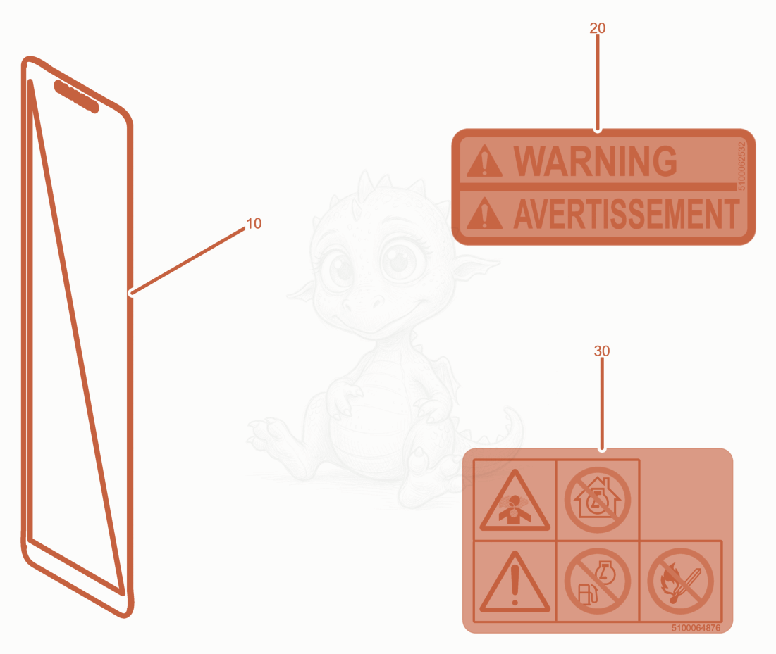 Exploded parts diagram of the Label diesel of a Wacker Neuson XPSKMAT, with numbered balloons