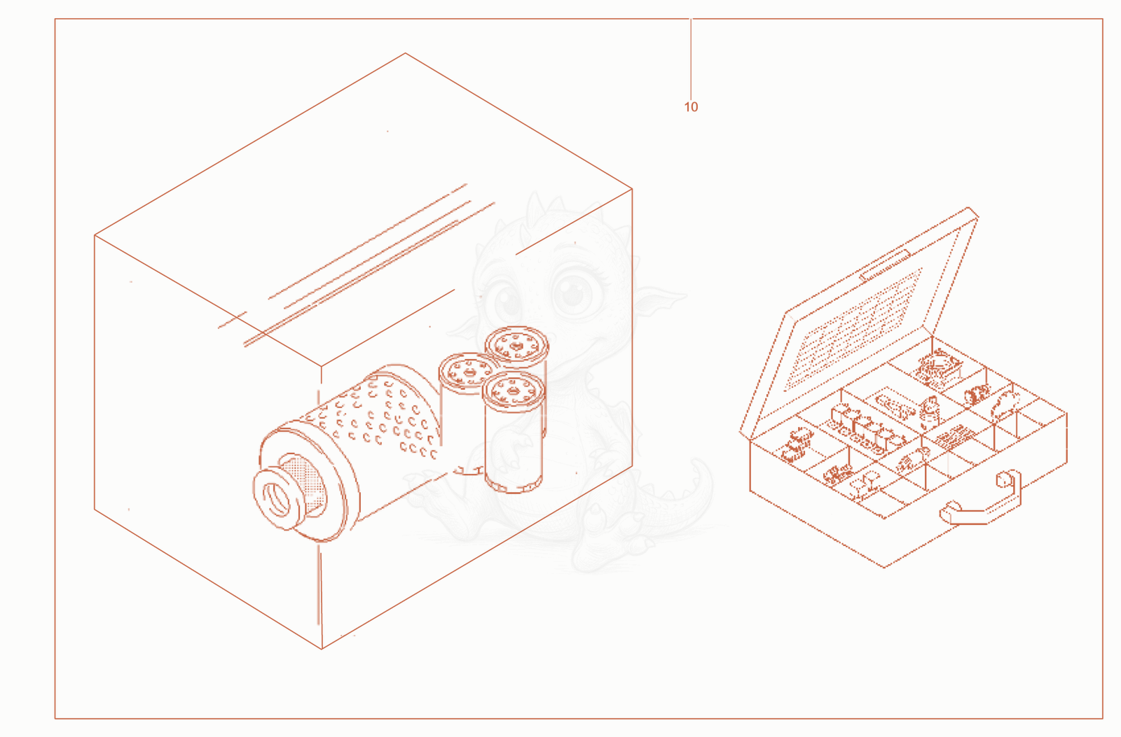 Exploded parts diagram of the maintenance kits and repair kits of a Wacker Neuson RC70DPFROPS, with numbered balloons