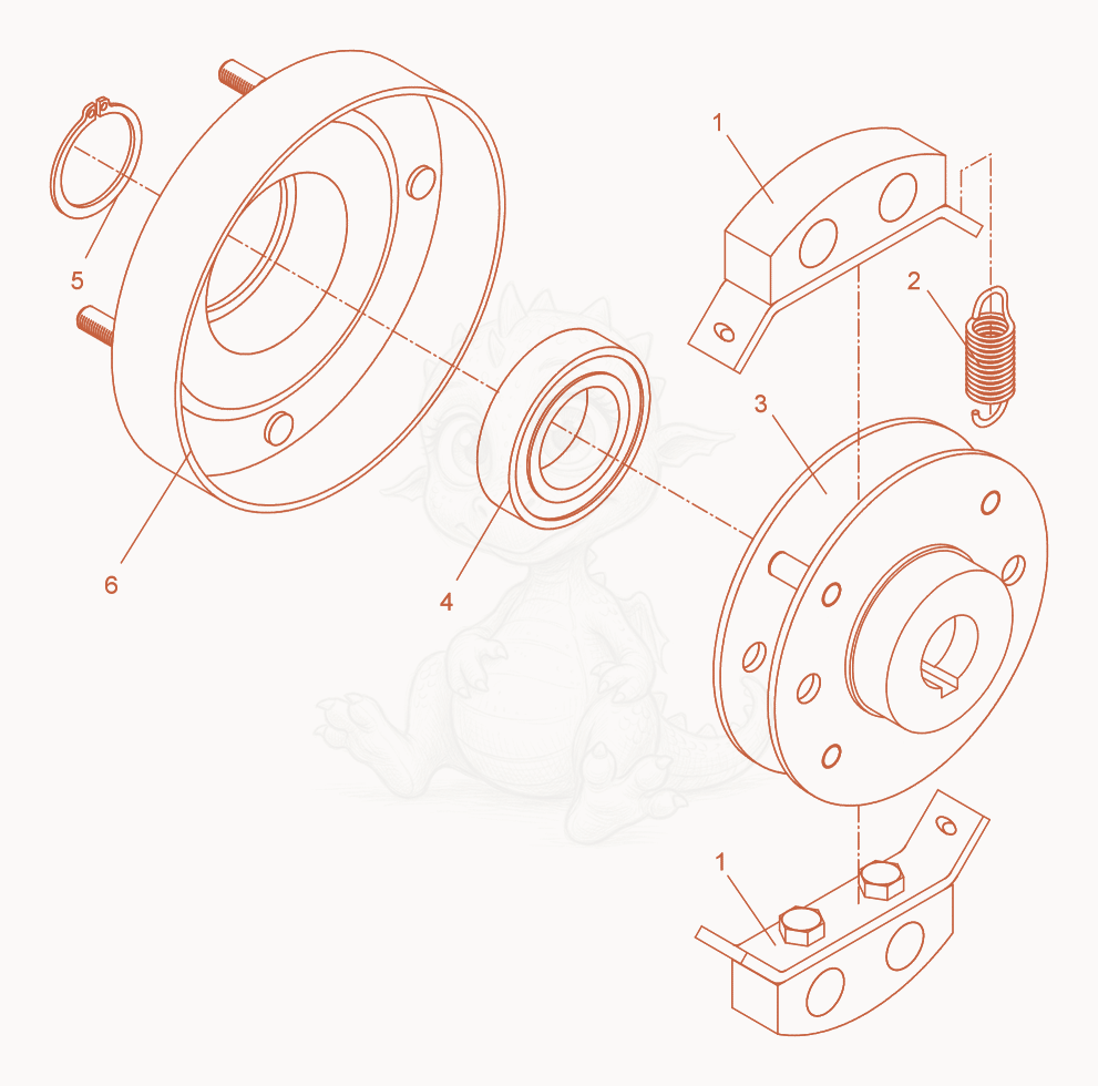 Exploded parts diagram of the Centrifugal Clutch of a Wacker Neuson BPU2950A, with numbered balloons