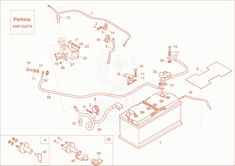 Exploded parts diagram of the battery (Option) of a Wacker Neuson ET65, with numbered balloons
