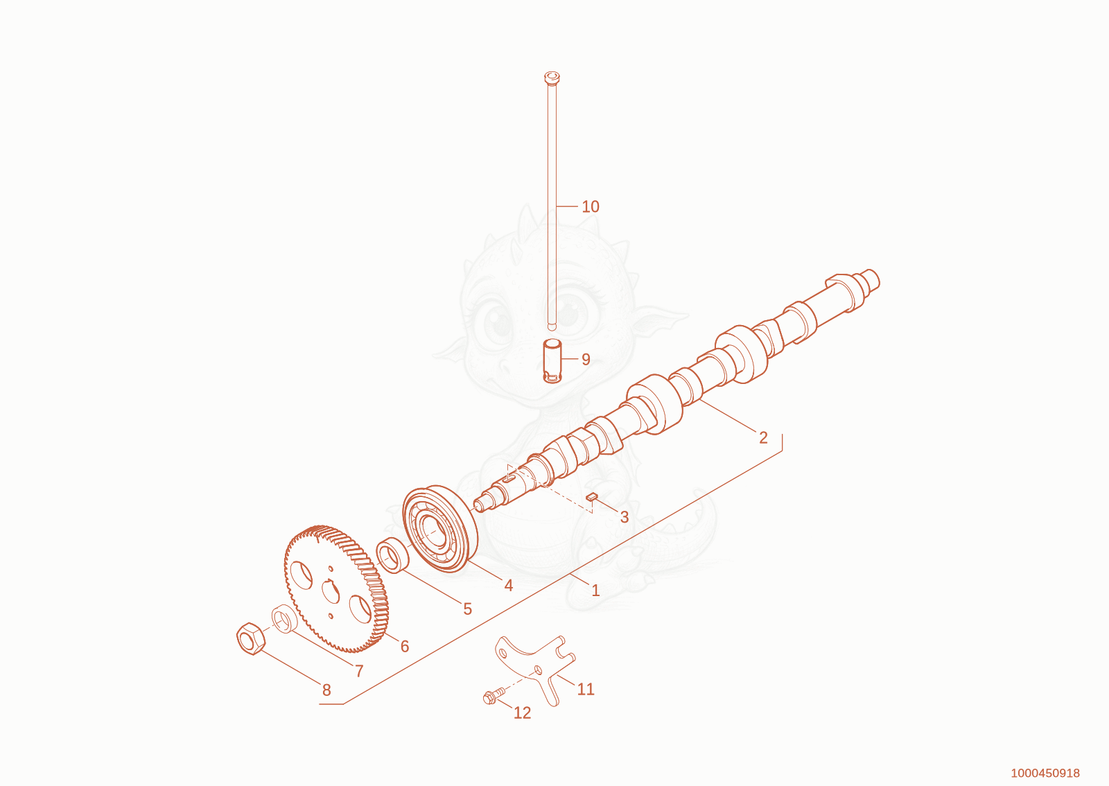 Exploded parts diagram of the CAMSHAFT of a Wacker Neuson TH522STAGEV, with numbered balloons