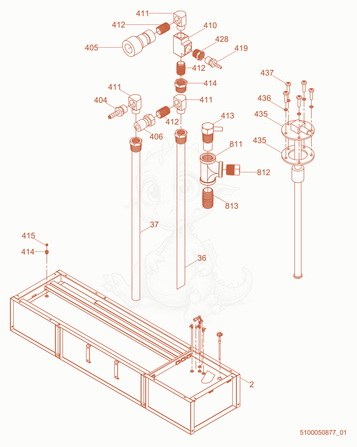 Exploded parts diagram of the Fuel System of a Wacker Neuson HI1000DGM, with numbered balloons