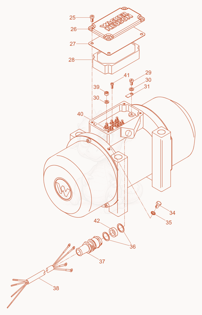 Despiece del External Vibrator cpl. de una máquina Wacker Neuson AR54/3,6/440, con globos numerados