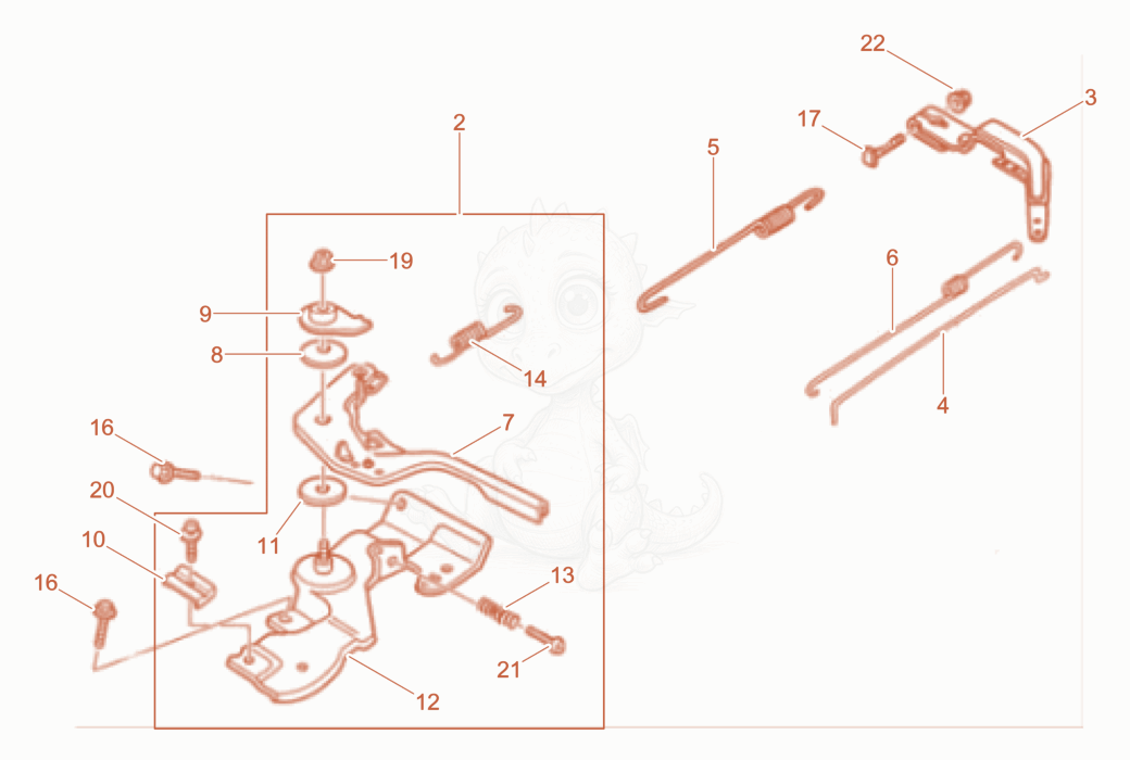 Exploded parts diagram of the Governor of a Wacker Neuson BRS90, with numbered balloons