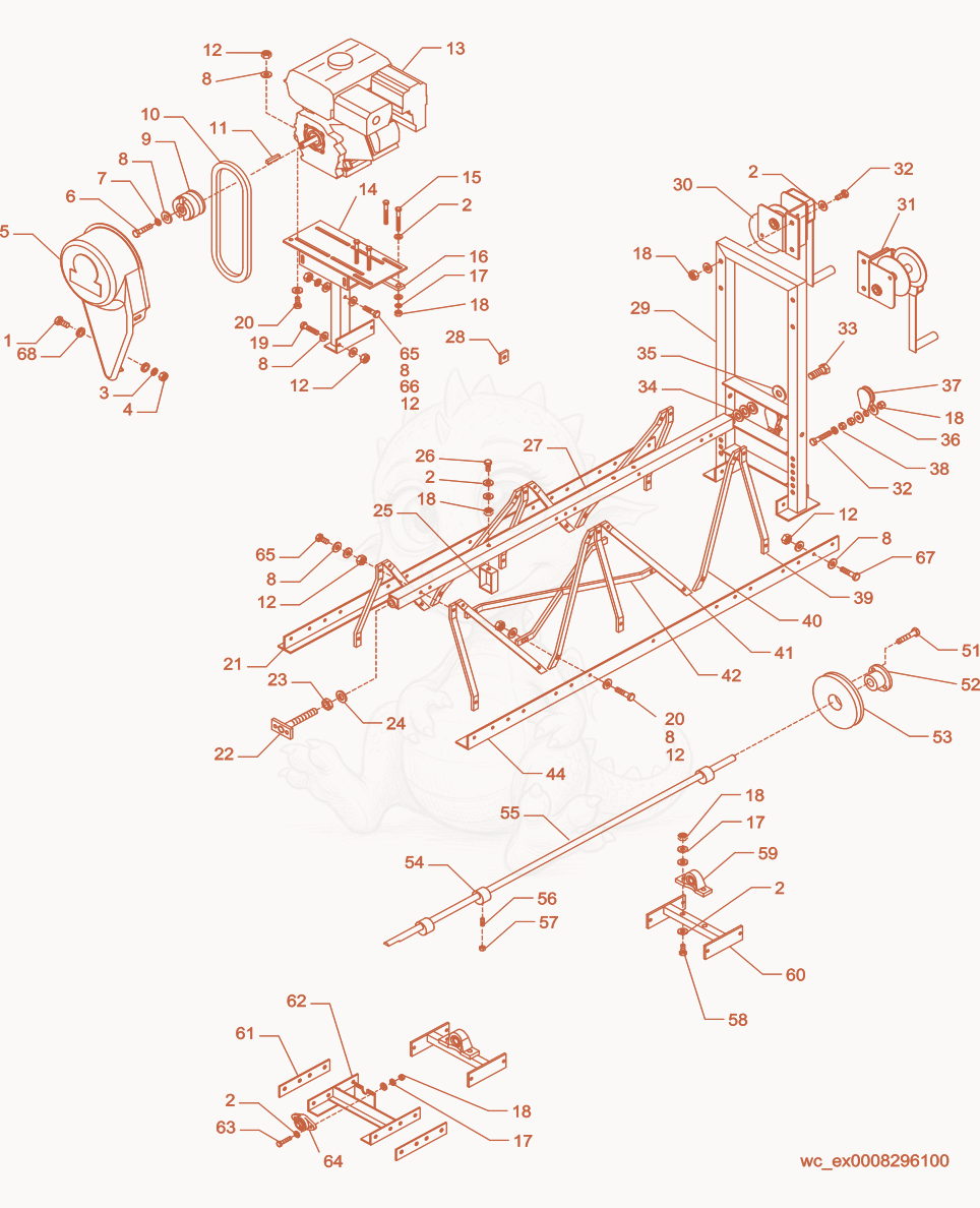 Exploded parts diagram of the Truss Screed Components of a Wacker Neuson SP50, with numbered balloons