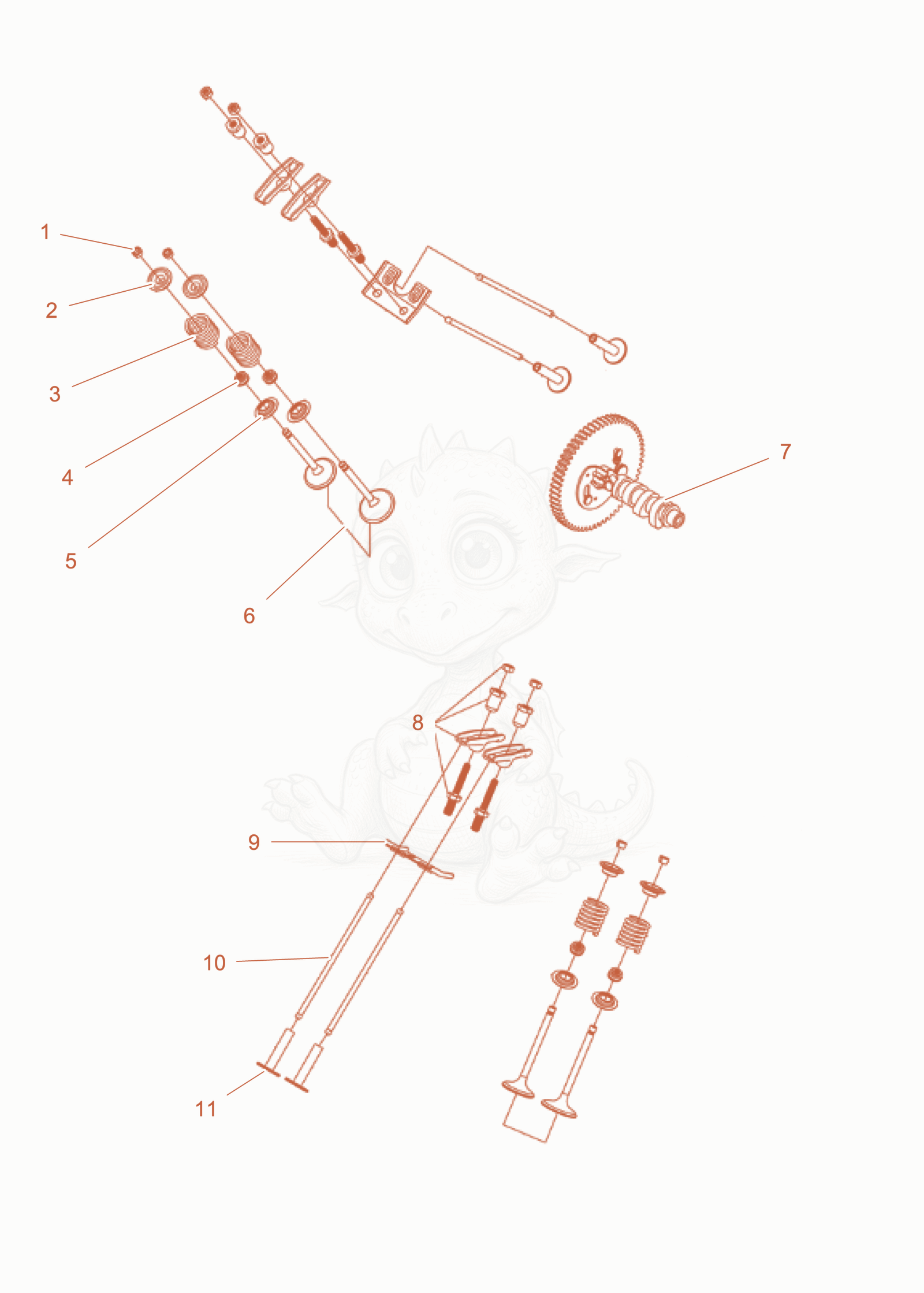 Exploded parts diagram of the Camshaft cpl. of a Wacker Neuson GS16000GLA, with numbered balloons