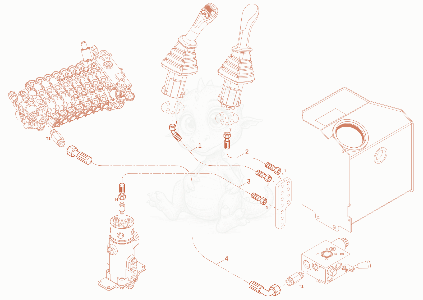 Exploded parts diagram of the TANK LINES of a Wacker Neuson ET25-2, with numbered balloons