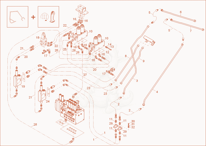 Exploded parts diagram of the INST. LUFFING BOOM+3. HYDRAULIC CIRCUIT of a Wacker Neuson 8003, with numbered balloons