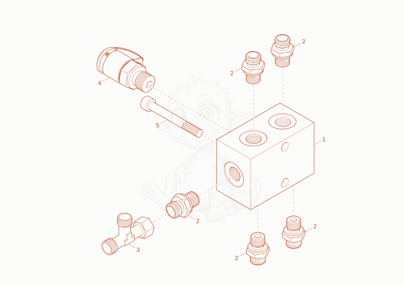 Exploded parts diagram of the distributor block of a Wacker Neuson EZ26-2, with numbered balloons