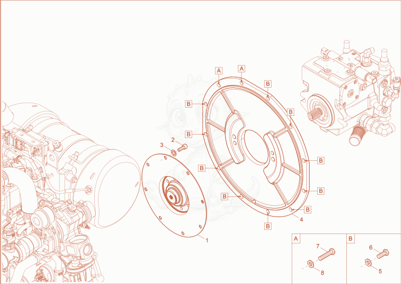 Exploded parts diagram of the HYDRAULIC PUMP DRIVE of a Wacker Neuson DW40, with numbered balloons