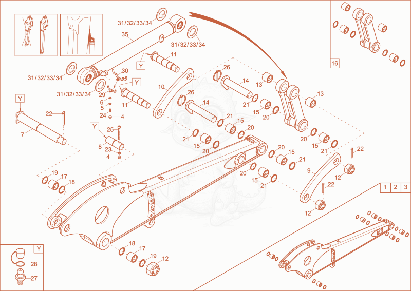 Exploded parts diagram of the DIPPER ARM LONG (OPTION) of a Wacker Neuson 9503, with numbered balloons