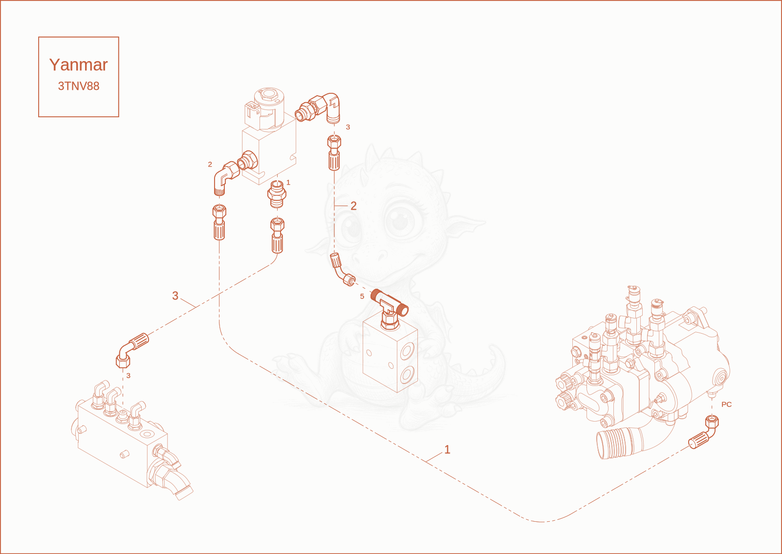 Exploded parts diagram of the performance control of a Wacker Neuson ET35, with numbered balloons
