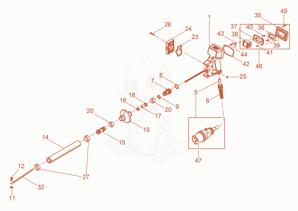 Exploded parts diagram of the Hose connection of a Wacker Neuson IRSEN57/115LASER, with numbered balloons