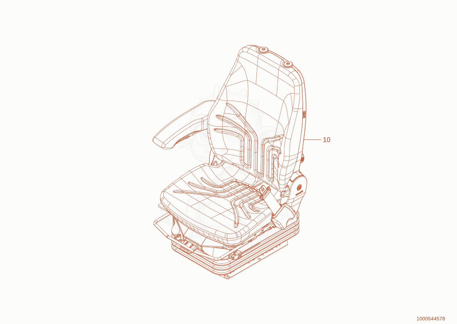 Exploded parts diagram of the seat S722 of a Wacker Neuson WL60STAGEV, with numbered balloons