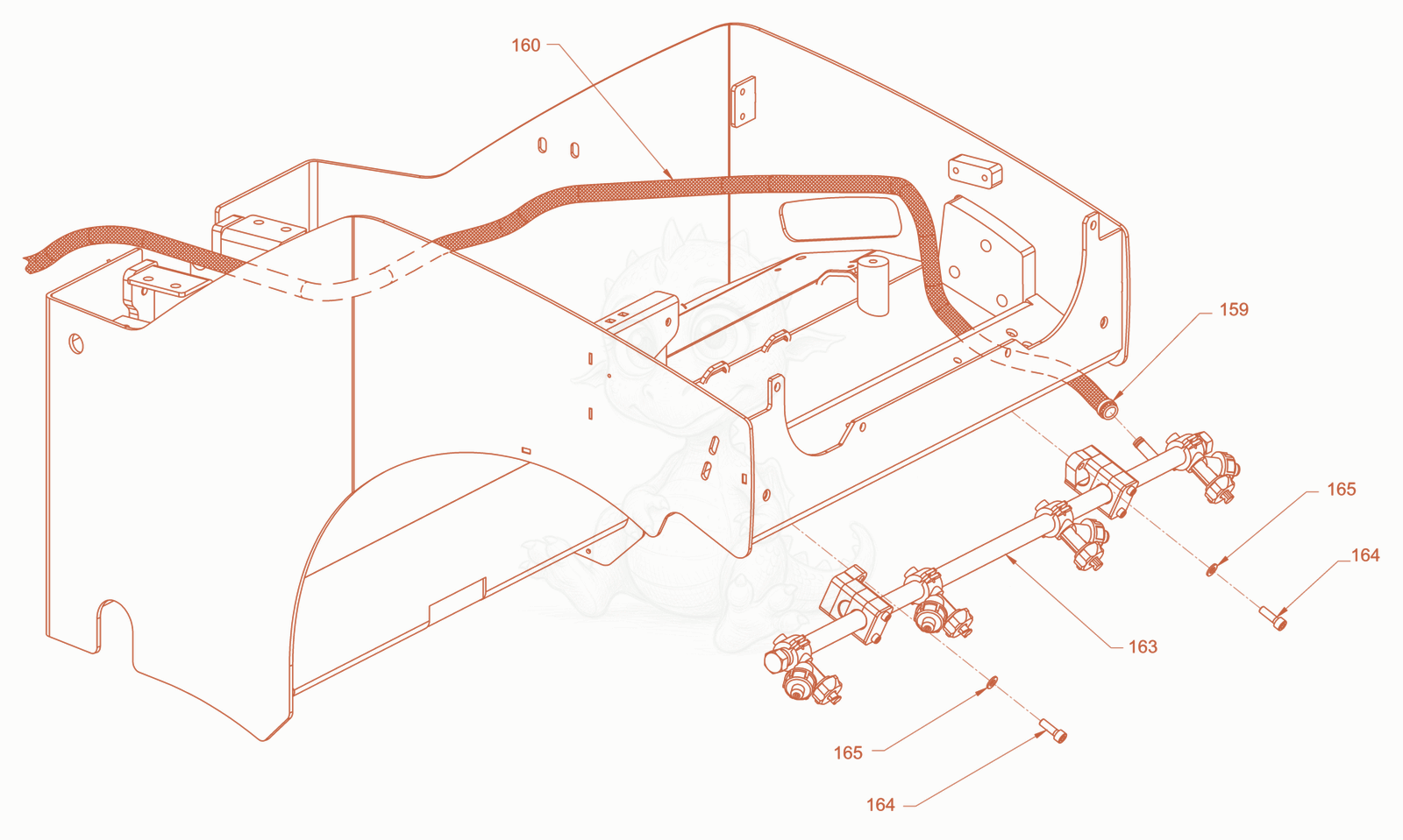 Exploded parts diagram of the sprinkling of a Wacker Neuson RD18-100C.3, with numbered balloons