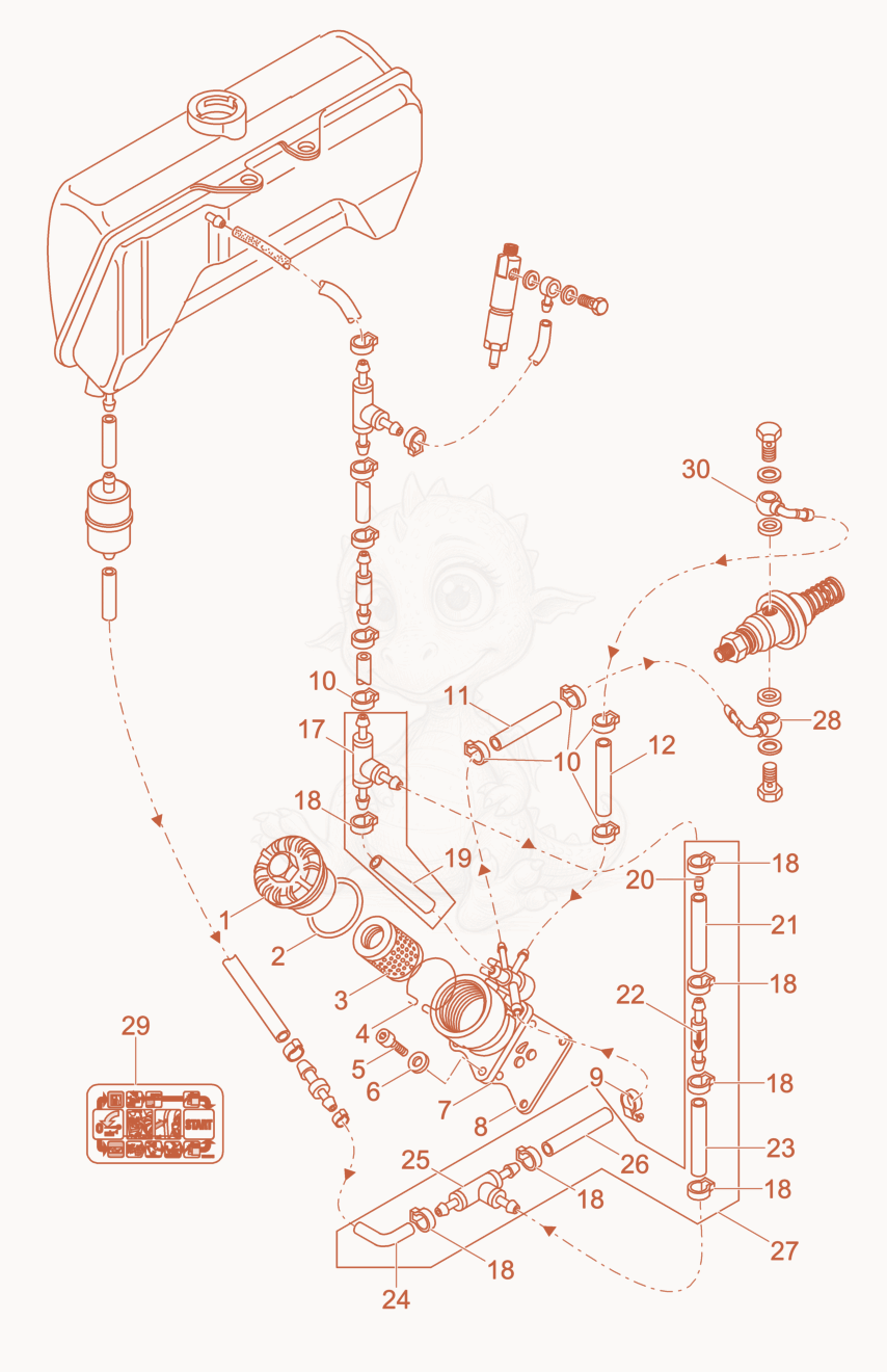 Exploded parts diagram of the Automatic shut-off of a Wacker Neuson DPU5545HEAP, with numbered balloons