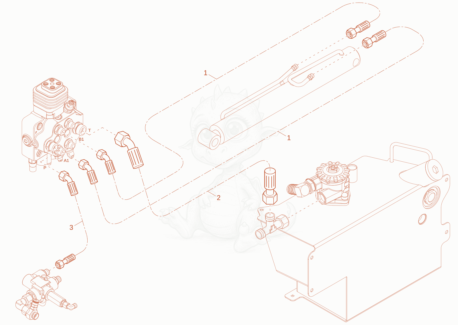 Exploded parts diagram of the TILT CYLINDER OPERATION of a Wacker Neuson DW40-2, with numbered balloons