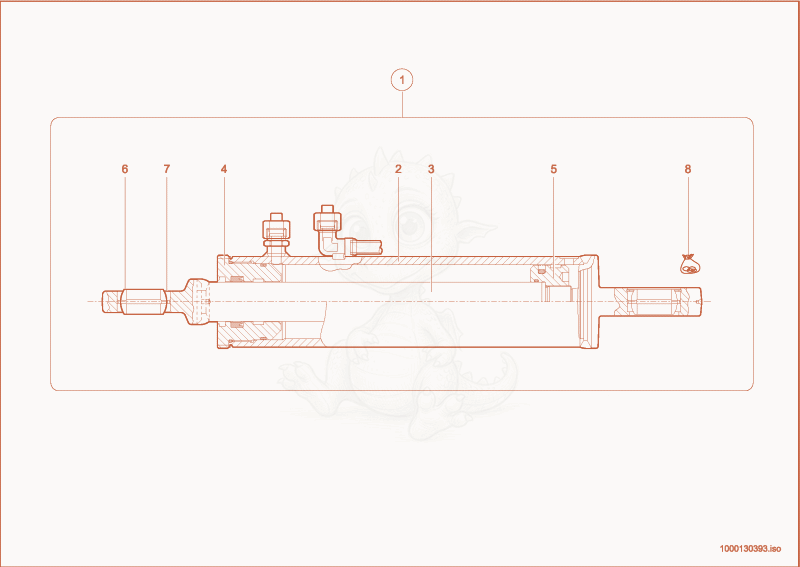 Exploded parts diagram of the Cylinder of a Wacker Neuson 280, with numbered balloons