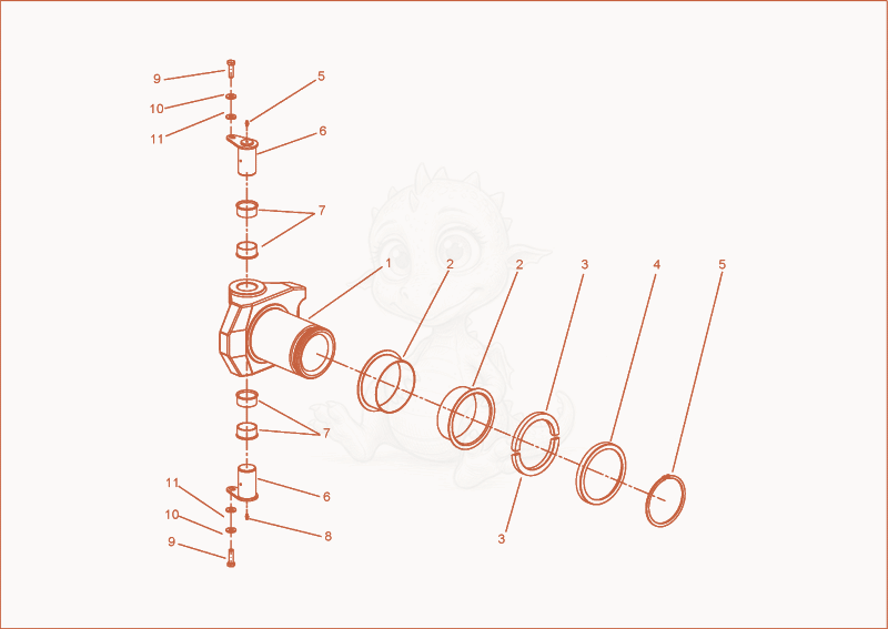 Exploded parts diagram of the pivot block of a Wacker Neuson 3501AA, with numbered balloons