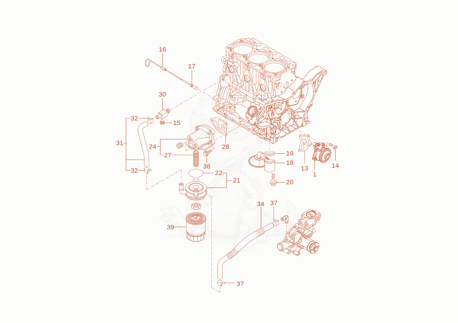 Despiece del oil line de una máquina Wacker Neuson WL28(A01-01), con globos numerados