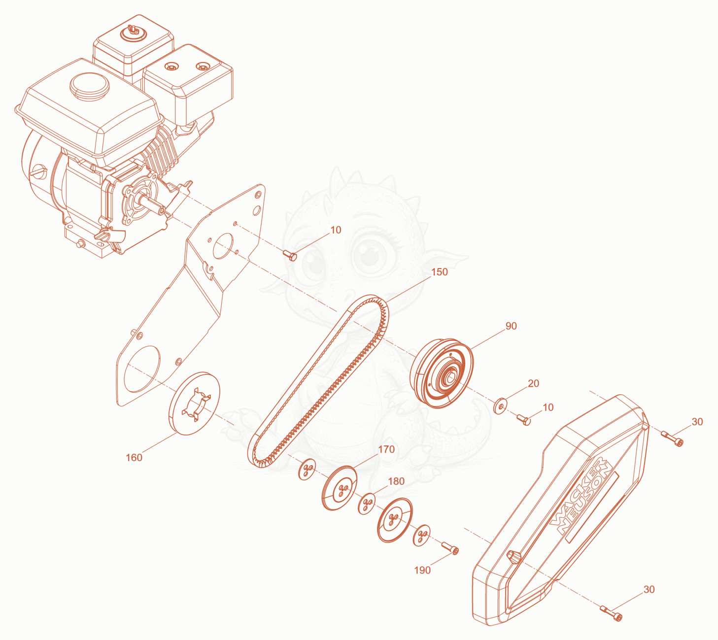 Exploded parts diagram of the Drive System gas basis of a Wacker Neuson BPS1340BW, with numbered balloons
