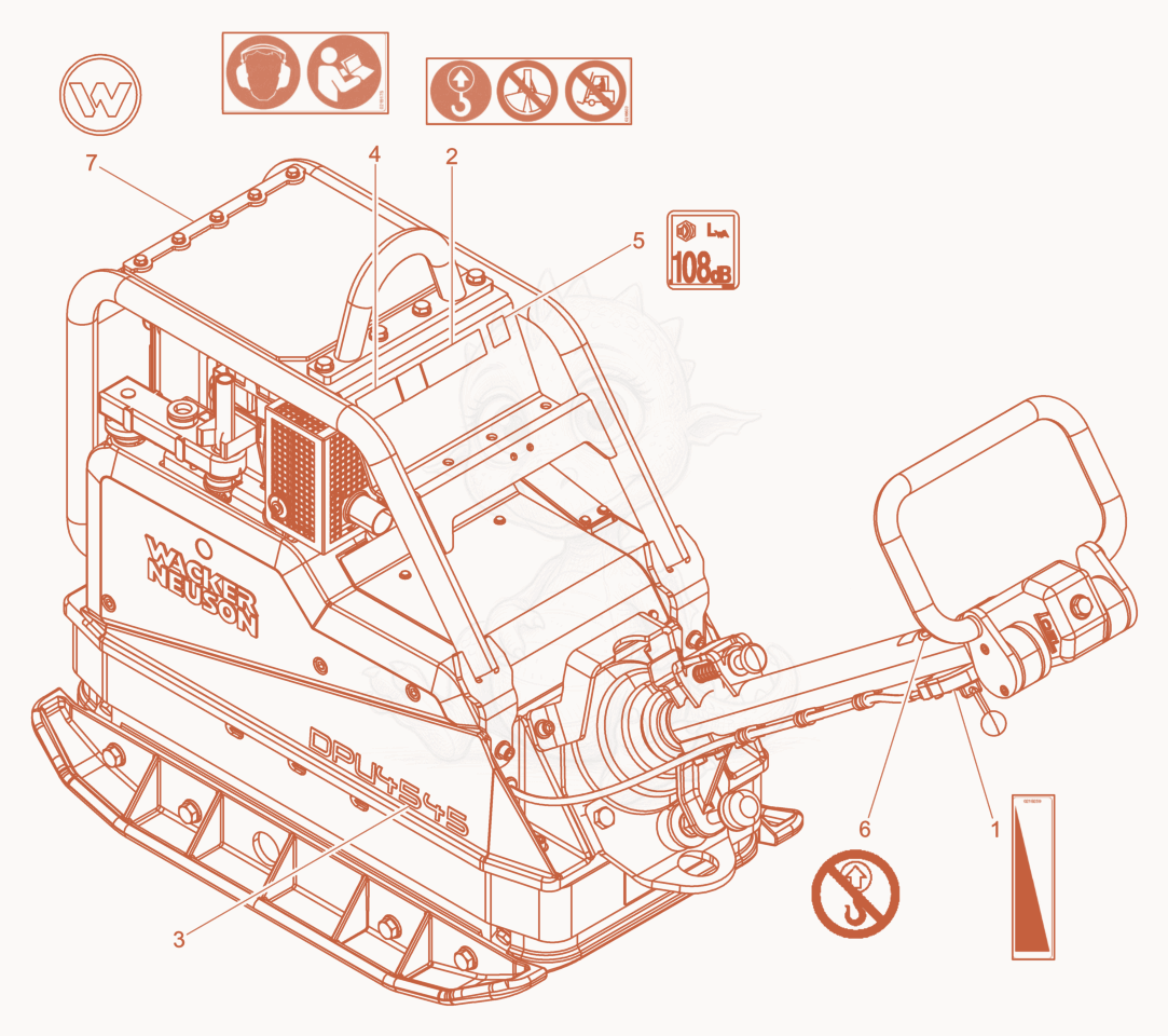 Exploded parts diagram of the Labels of a Wacker Neuson DPU4545H, with numbered balloons