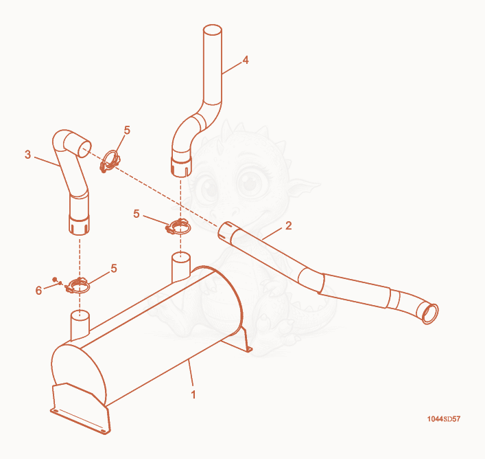 Despiece del Muffler cpl. de una máquina Wacker Neuson G110, con globos numerados