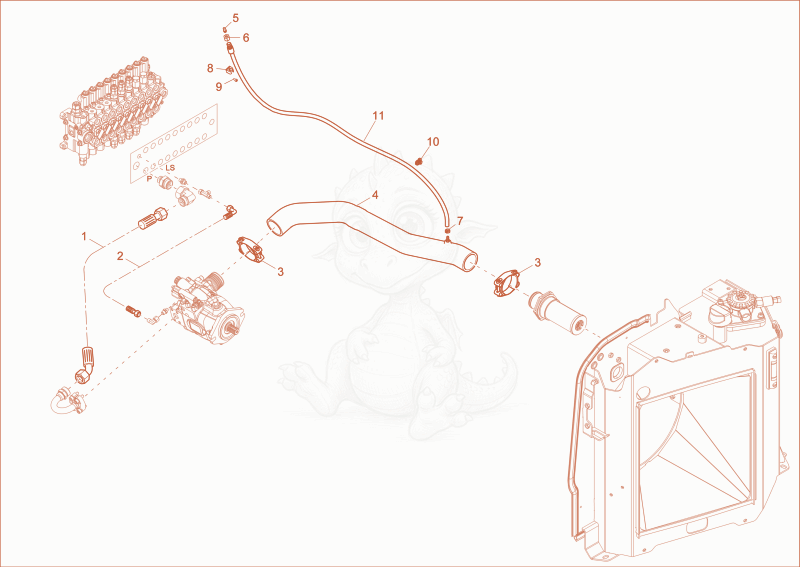 Exploded parts diagram of the HYDRAULIC PUMP INST. of a Wacker Neuson EZ50, with numbered balloons