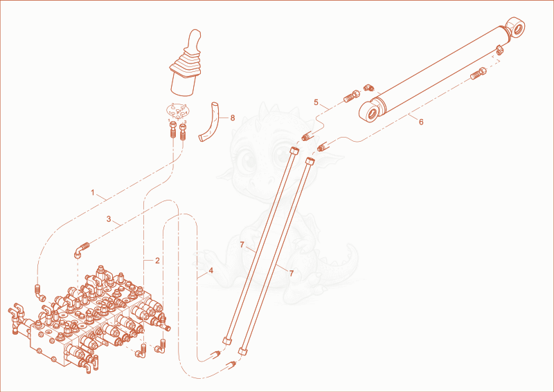 Exploded parts diagram of the DIPPER ARM OPERATION of a Wacker Neuson EZ38, with numbered balloons